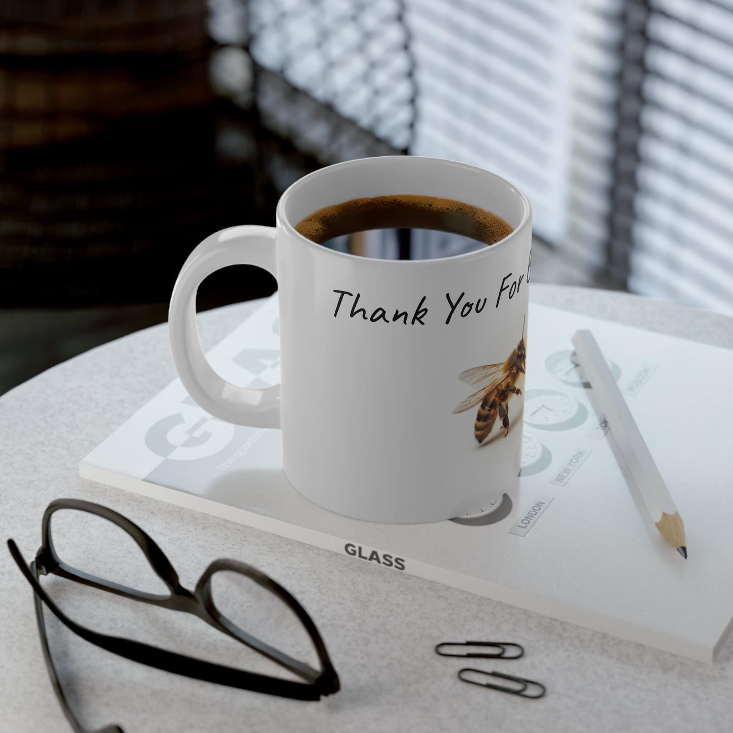 Thank You For Bee-ing Amazing Mug | Bee Illustration, 20oz Jumbo Ceramic