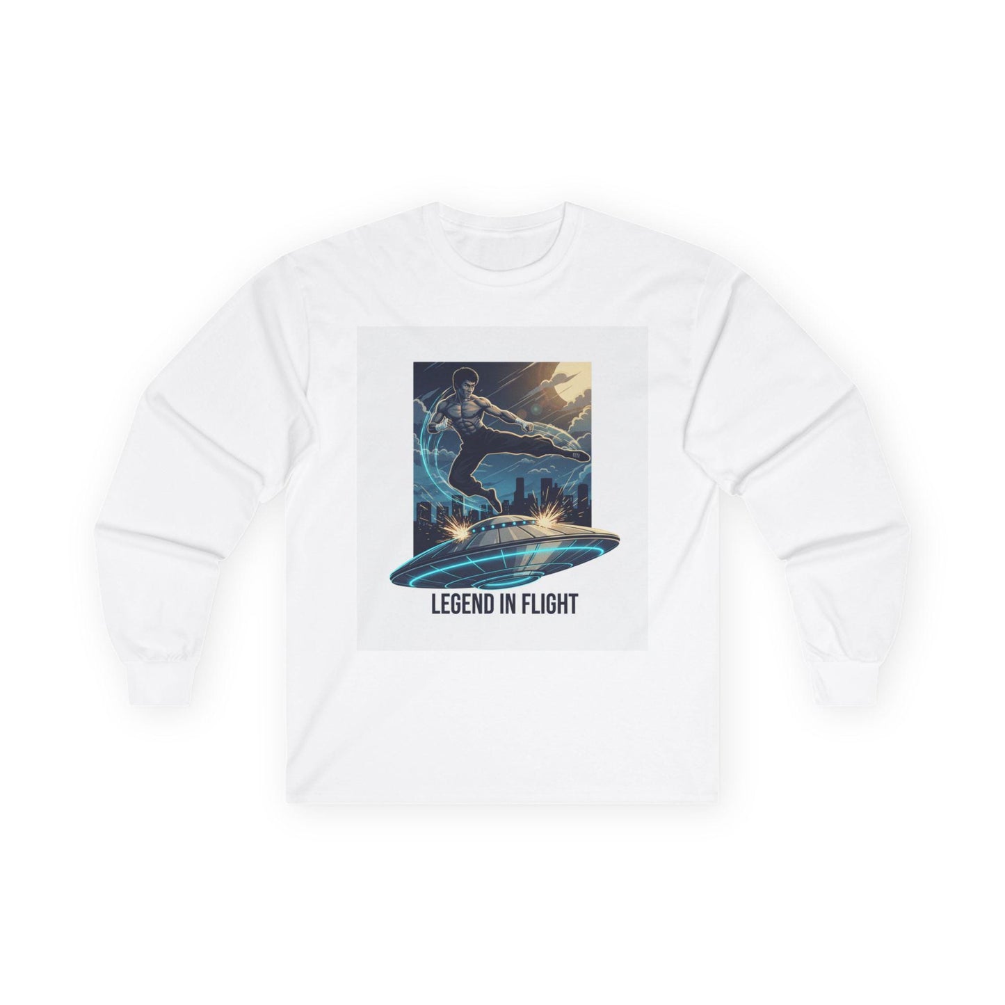 Legend in Flight Long Sleeve Tee | Retro Pilot Skyline Illustration