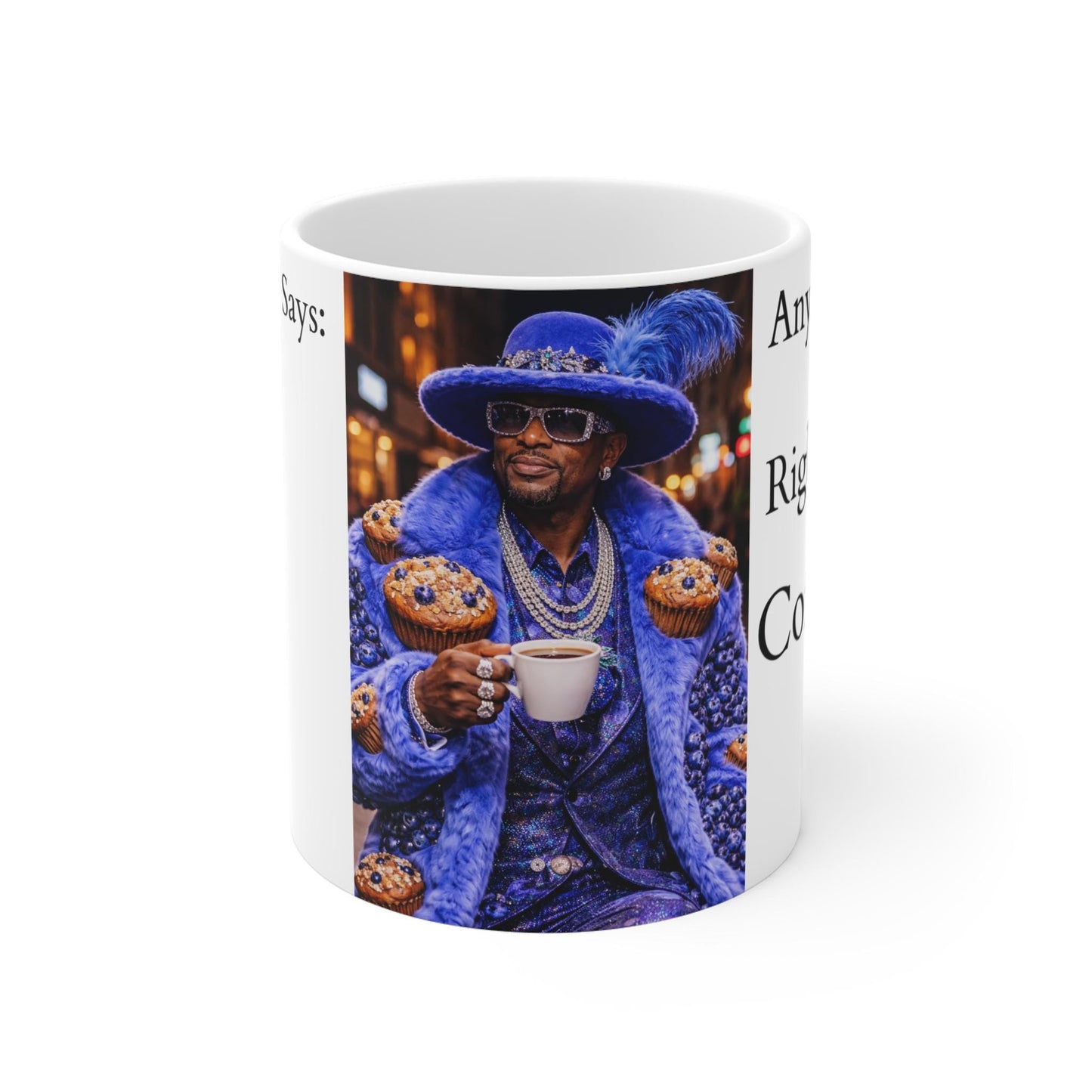 Blueberry Pimp Illustration Mug | Coffee Cup with Muffin Motif