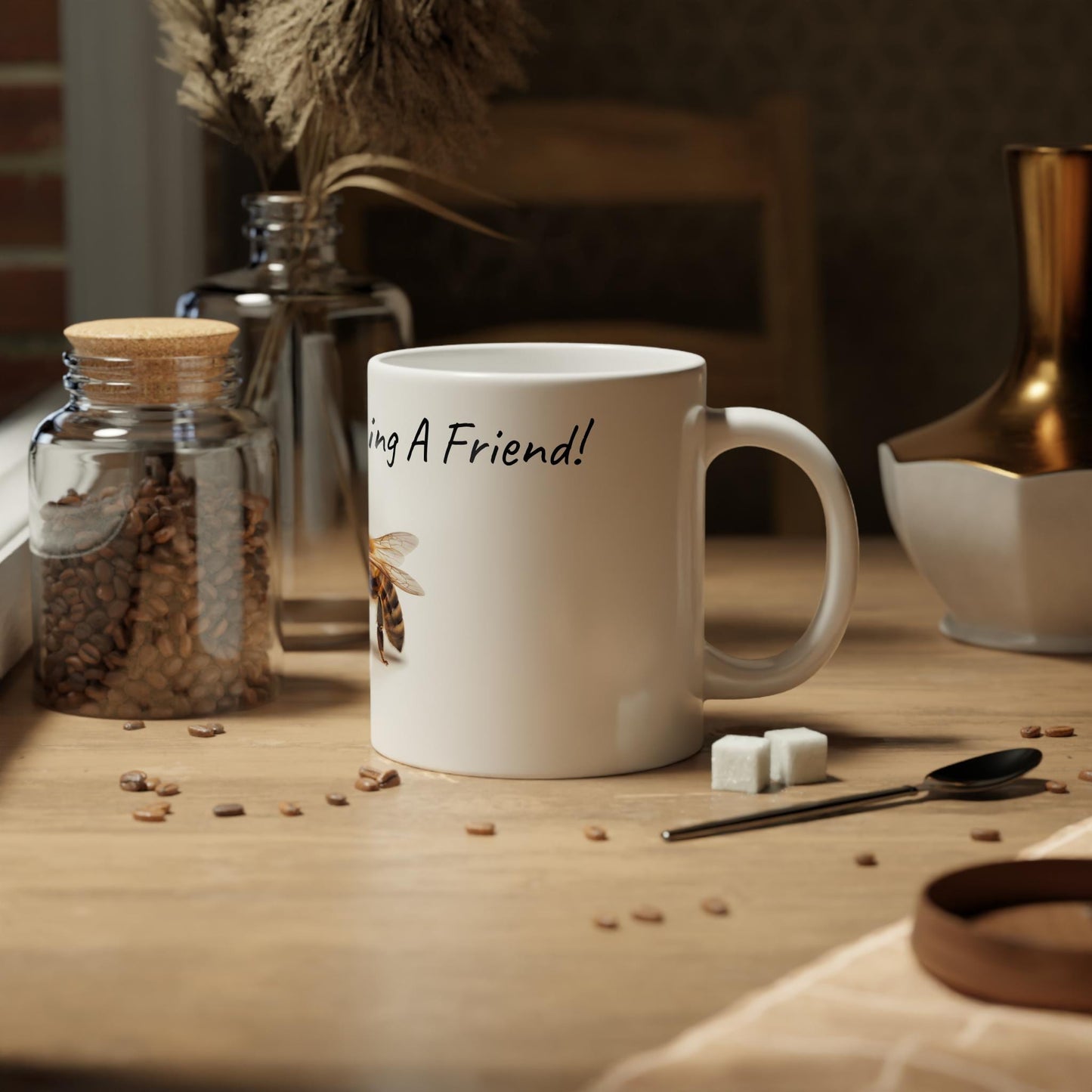 Thank You For Bee-ing Amazing Mug | Bee Illustration, 20oz Jumbo Ceramic