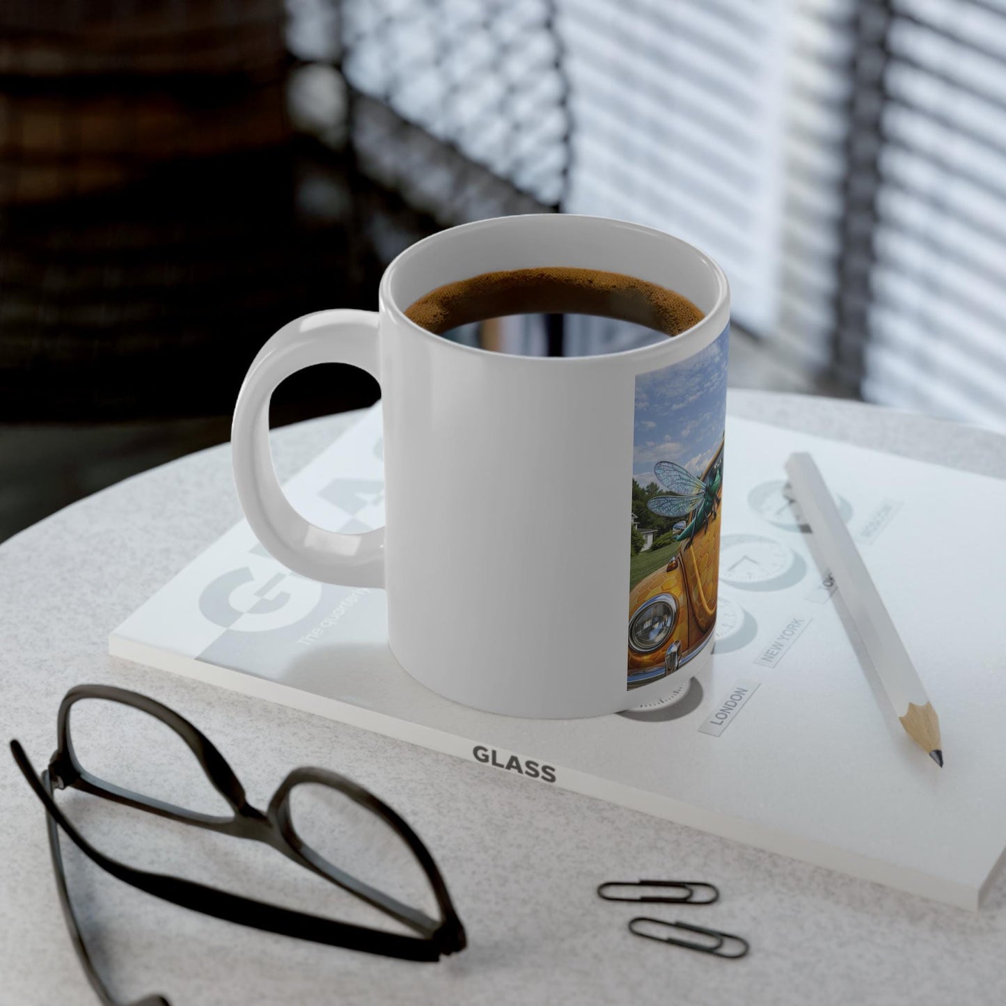 Cute Bee Friends on Honeycomb Beetle Car Mug | 20oz Jumbo Coffee Mug