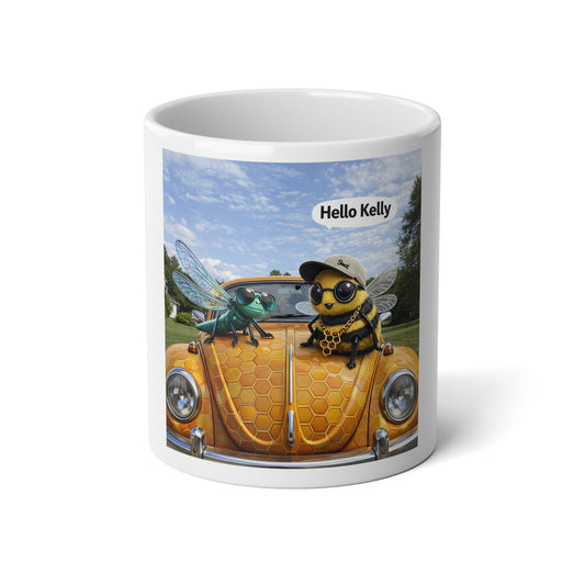Cute Bee Friends on Honeycomb Beetle Car Mug | 20oz Jumbo Coffee Mug