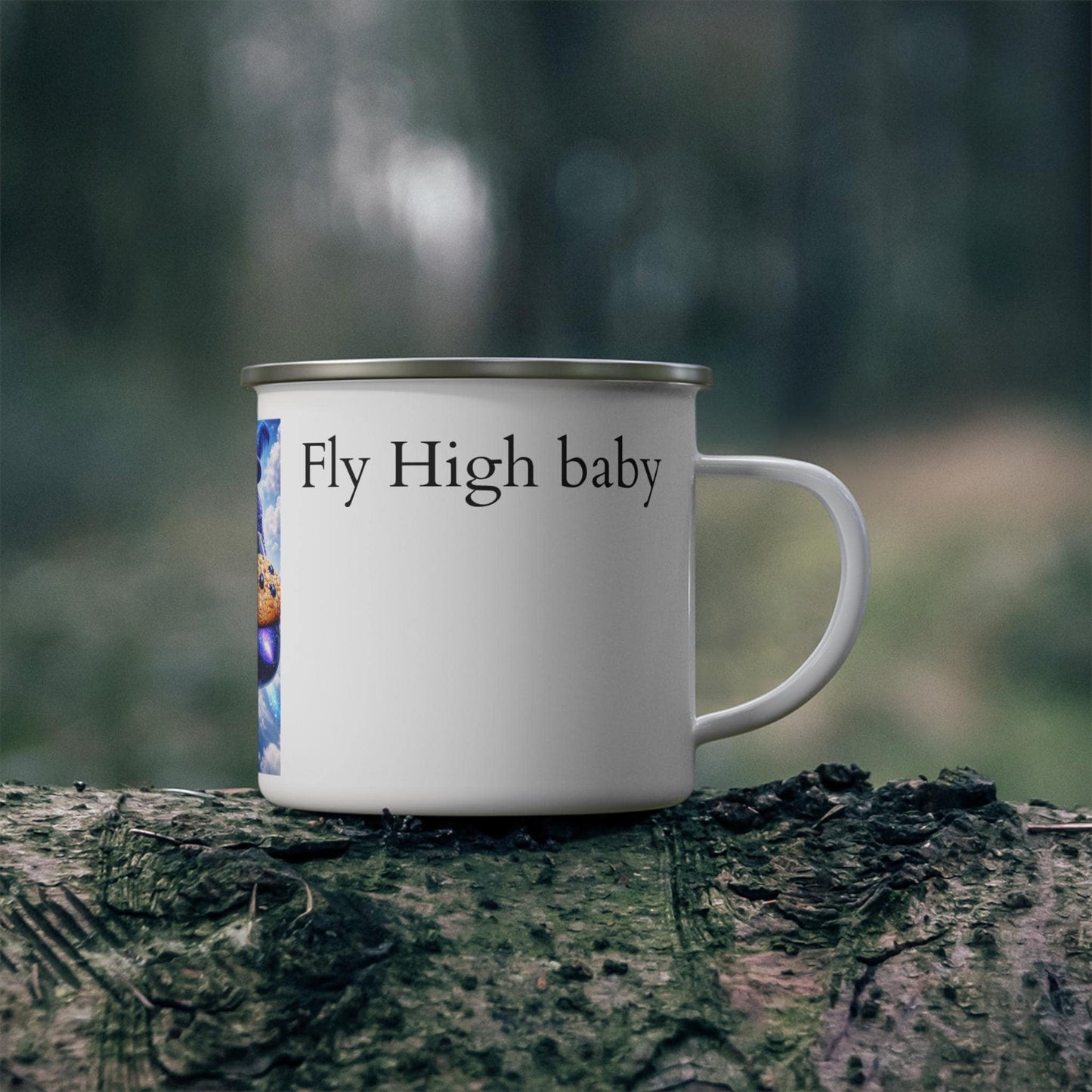 Blueberry Pimp Airplane Artwork Enamel Mug | Fly High Baby phrase