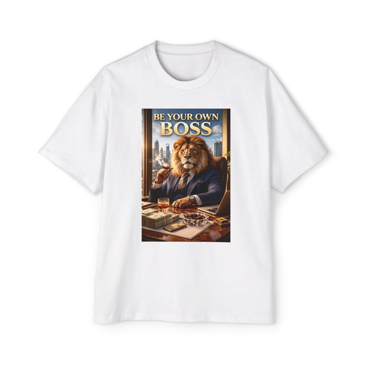 Be Your Own Boss Lion Illustration T-Shirt | Motivational Office Animal Tee