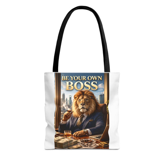 Be Your Own Boss Lion Tote Bag | Motivational Animal Artwork