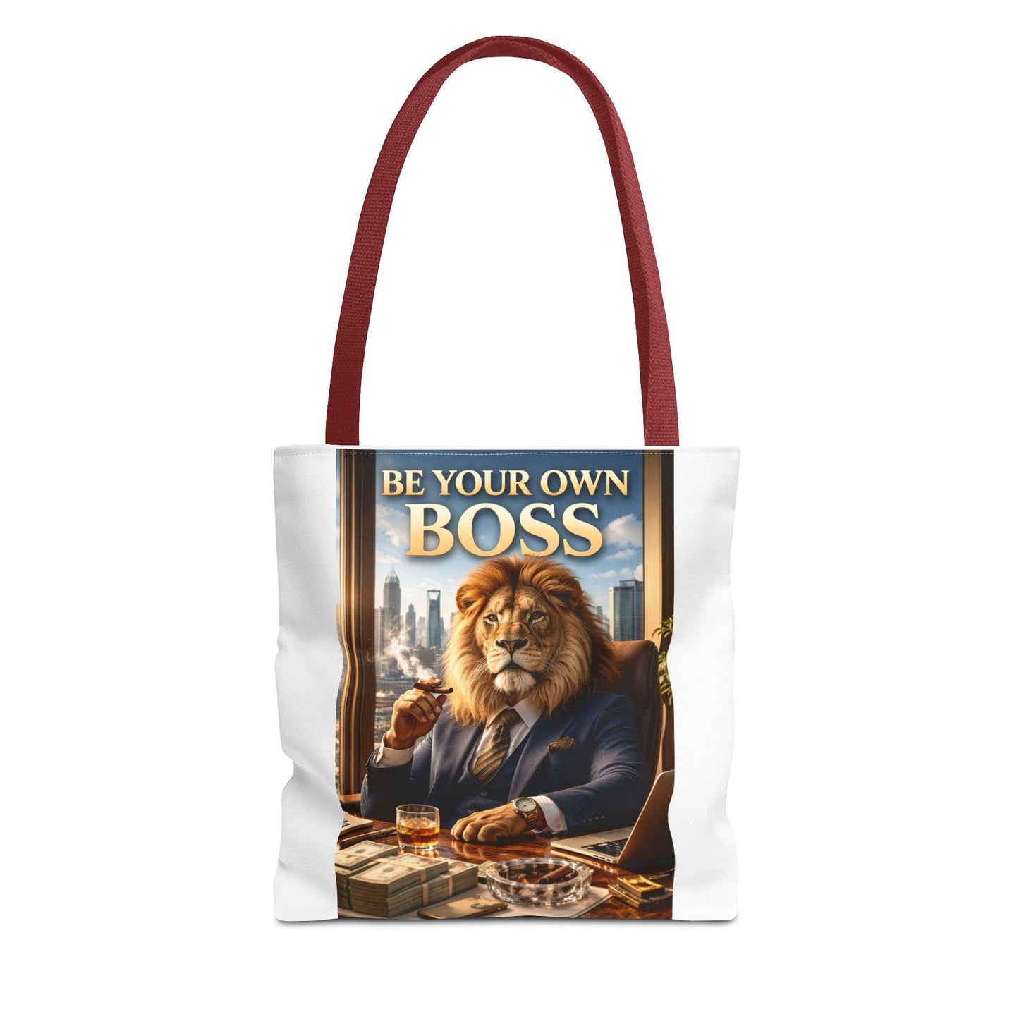 Be Your Own Boss Lion Tote Bag | Motivational Animal Artwork