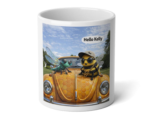 Cute Bee Friends on Honeycomb Beetle Car Mug